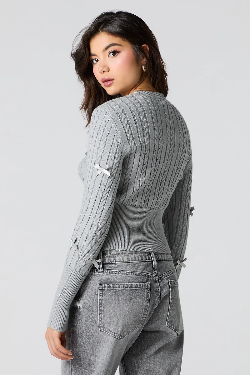 Cable Knit 3D Bow Sweater