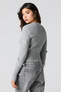 Cable Knit 3D Bow Sweater