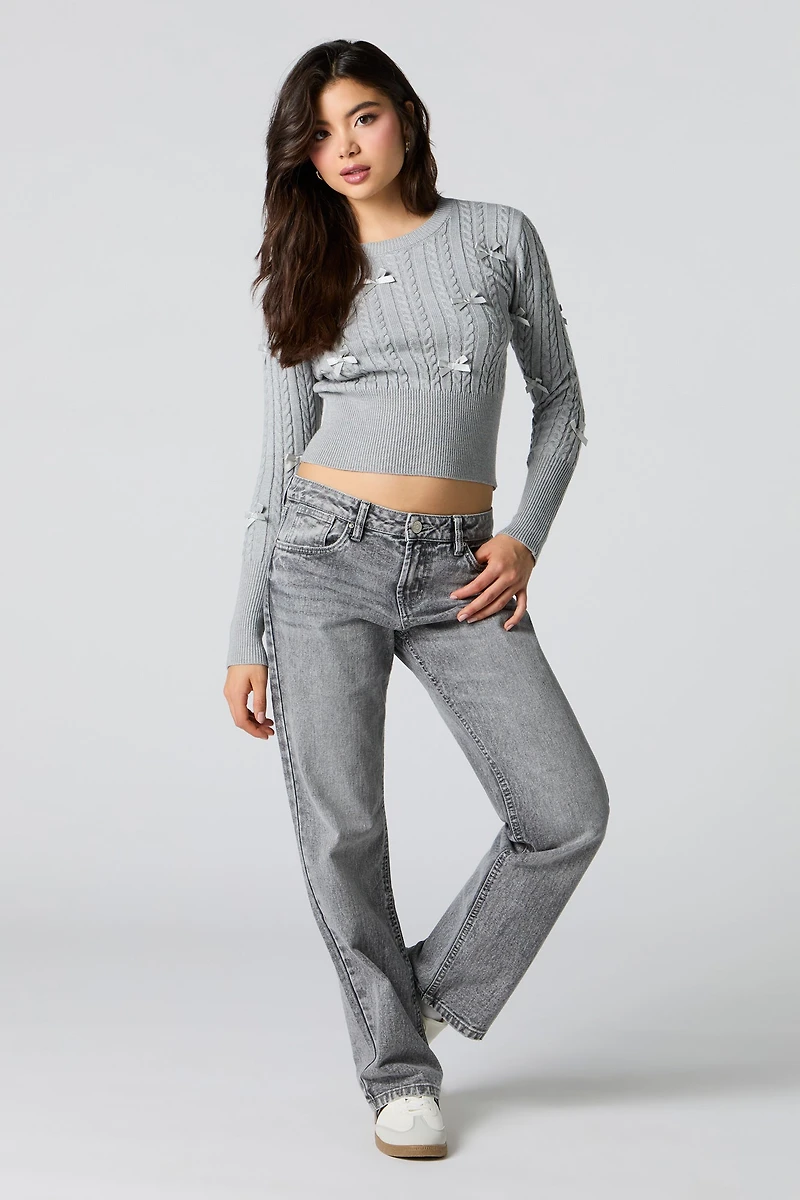 Cable Knit 3D Bow Sweater