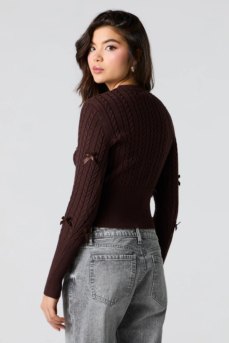 Cable Knit 3D Bow Sweater