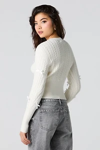 Cable Knit 3D Bow Sweater