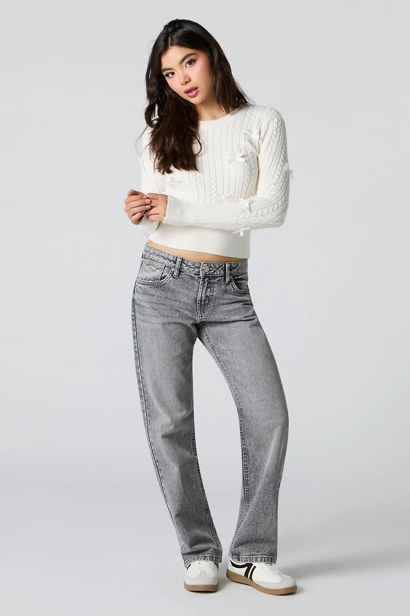 Cable Knit 3D Bow Sweater
