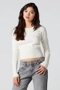 Cable Knit 3D Bow Sweater