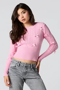 Cable Knit 3D Bow Sweater