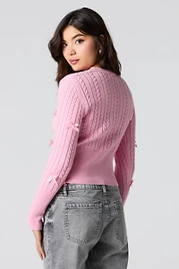 Cable Knit 3D Bow Sweater