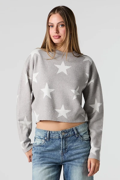 Jacquard Knit Crop Sweater