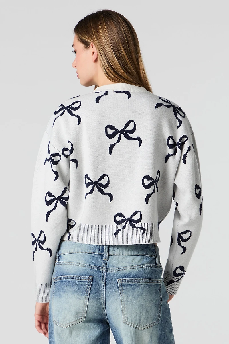 Chandail court en tricot de jacquard