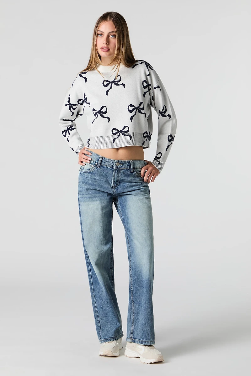 Chandail court en tricot de jacquard