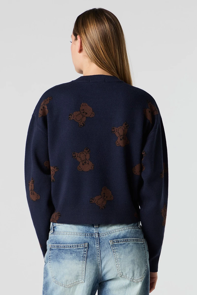 Chandail court en tricot de jacquard