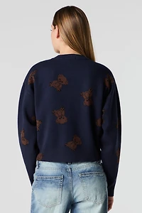 Chandail court en tricot de jacquard