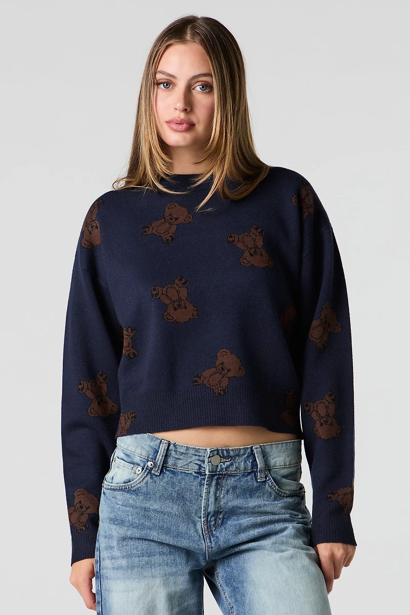 Chandail court en tricot de jacquard