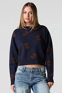 Chandail court en tricot de jacquard