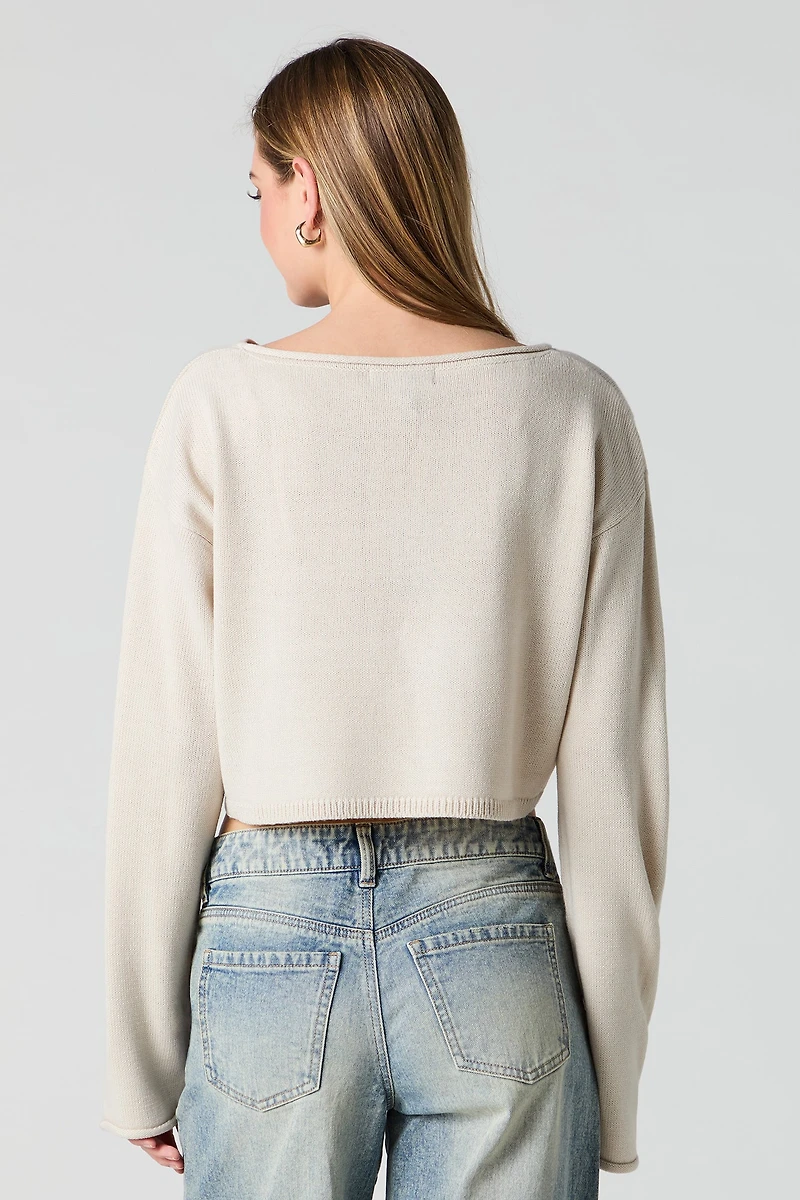 Boat Neck Cropped Sweater