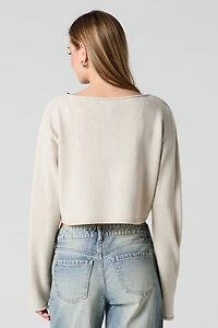 Boat Neck Cropped Sweater