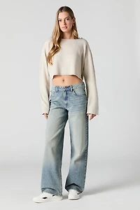 Boat Neck Cropped Sweater