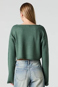 Boat Neck Cropped Sweater