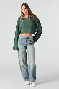 Boat Neck Cropped Sweater