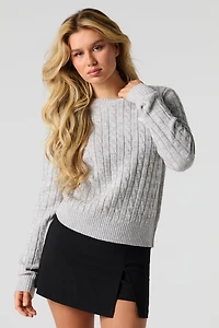 Embroidered Cable Knit Sweater