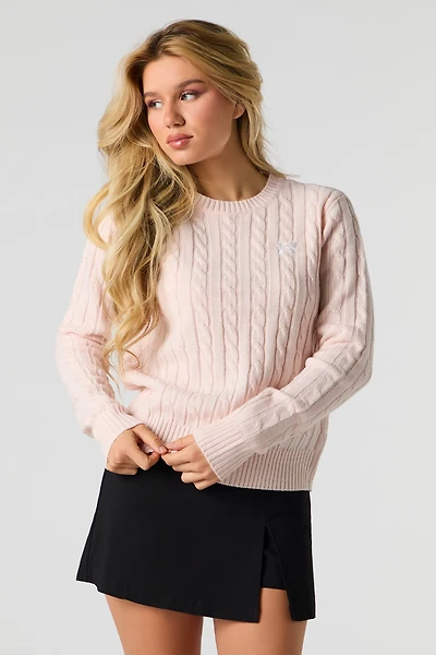 Chandail en tricot torsadé avec motif brod