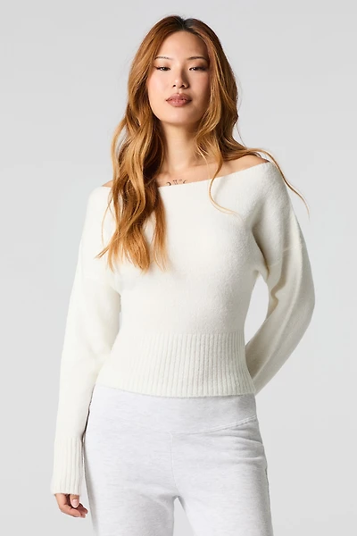 Mossy Knit Off Shoulder Sweater