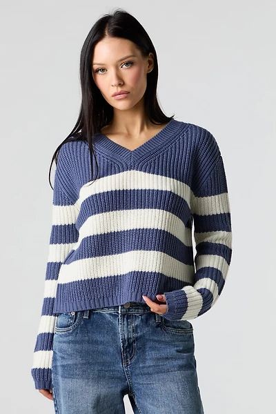 Striped V-Neck Sweater