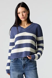 Striped V-Neck Sweater