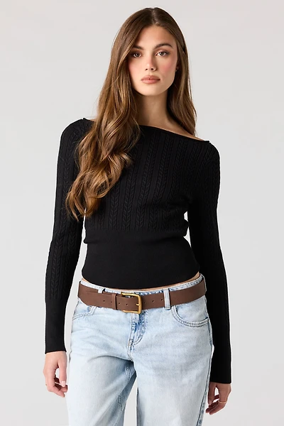 Boatneck Cable Knit Sweater