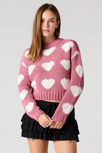 Heart Jacquard Knit Sweater