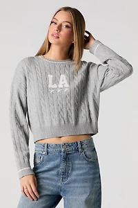 Embroidered Cable Knit Sweater