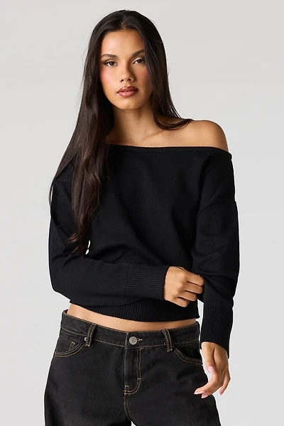 Off Shoulder Dolman Sleeve Sweater