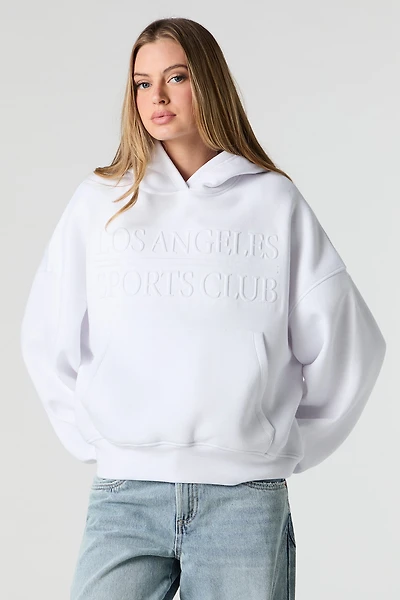 Embossed Fleece Boxy Hoodie
