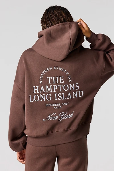The Hamptons Embroidered Boxy Fleece Hoodie