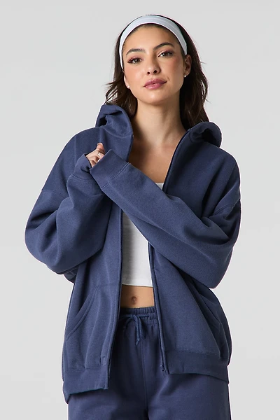 Haut surdimensionné à capuchon en molleton avec fermeture glissière