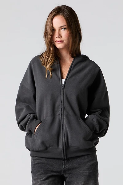 Oversized Fleece Zip-Up Hoodie