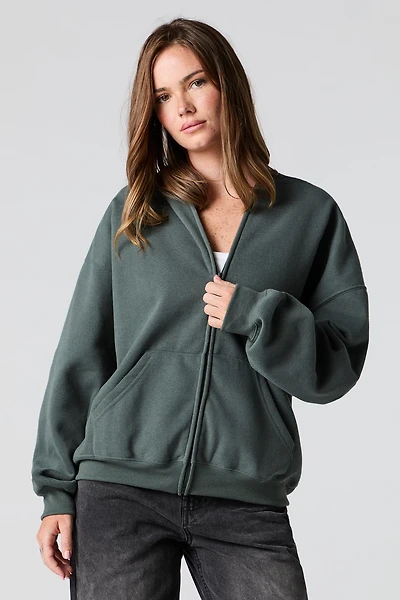 Oversized Fleece Zip-Up Hoodie