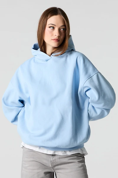 Oversized Solid Fleece Hoodie