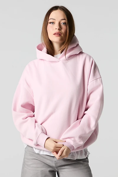 Oversized Solid Fleece Hoodie