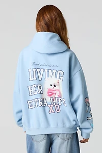 Embroidered & Graphic Oversized Fleece Hoodie