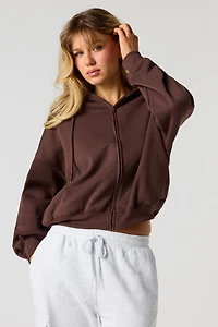Boxy Fleece Zip-Up Hoodie