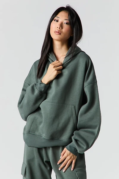 Haut à capuchon en molleton carré