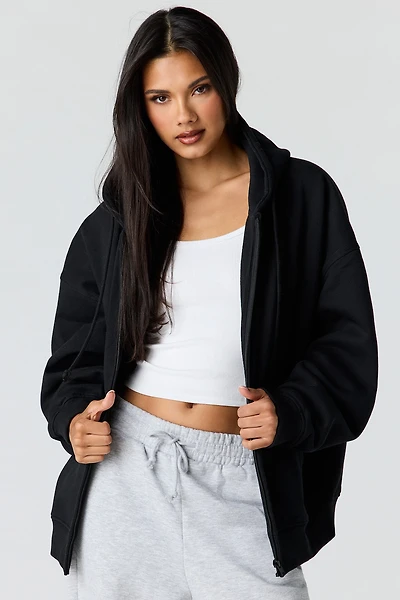 Luxe Fleece Oversized Zip-Up Hoodie