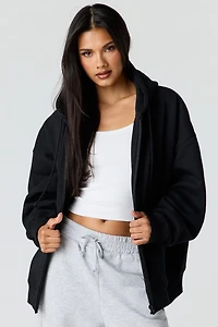 Luxe Fleece Oversized Zip-Up Hoodie