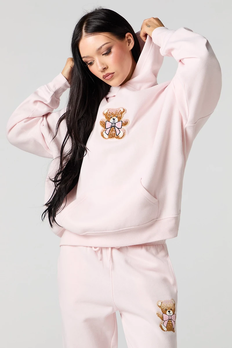 Haut à capuchon en molleton surdimensionné broderie chemille Teddy