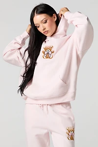 Haut à capuchon en molleton surdimensionné broderie chemille Teddy
