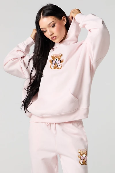 Teddy Chenille Embroidered Oversized Fleece Hoodie