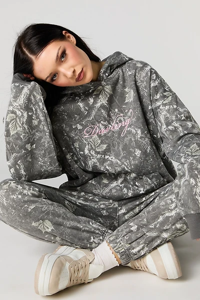 Haut à capuchon en molleton surdimensionné camouflage broderie Darling
