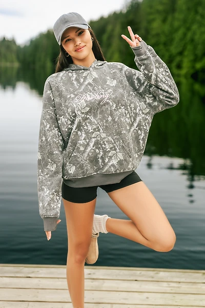 Darling Embroidered Camo Oversized Fleece Hoodie