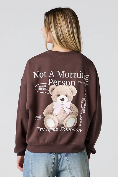 Not A Morning Person Embroidered Boxy Fleece Sweatshirt