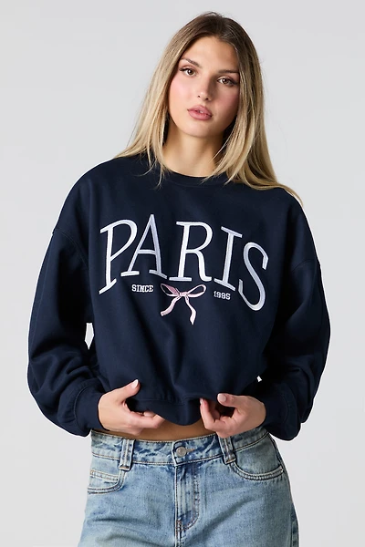 City Embroidered Boxy Fleece Sweatshirt