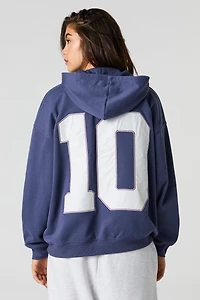 Oversized Twill Embroidered Zip-Up Hoodie
